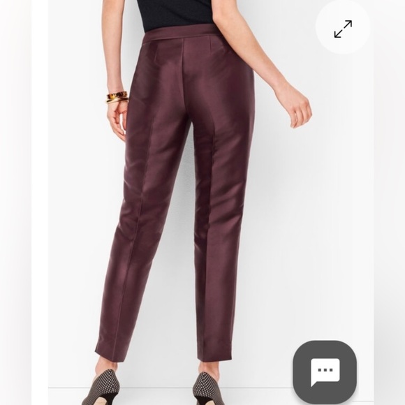 Talbots Black Silk Shantung Gold Embroidered Hostess Pants - Picture 8 of 8